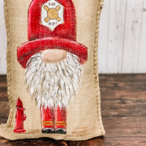 Firefighter Gnome Porch Pillow