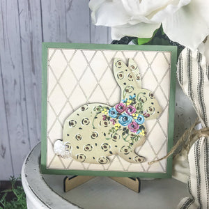 Spring tiered tray sign - Cheetah bunny 3D home decor sign