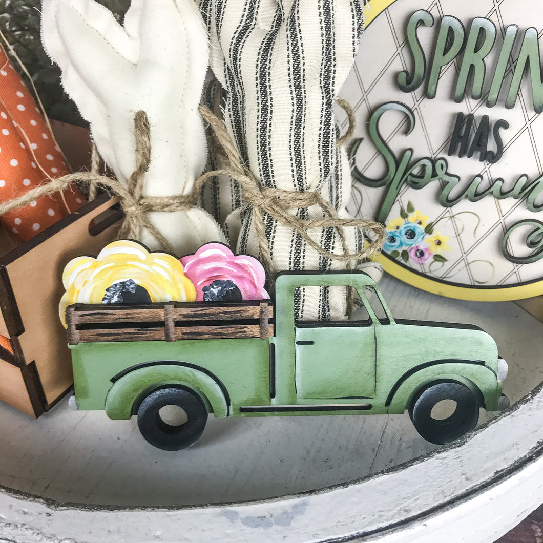 Spring florals truck sign - Spring home decor sign