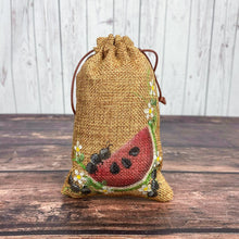 Load image into Gallery viewer, Watermelon burlap bag farmhouse home decor
