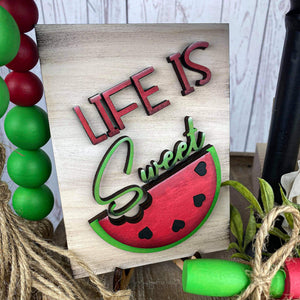 Life is sweet summer home decor wood sign - Watermelon home decor wood sign