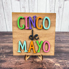 Load image into Gallery viewer, Cinco de Mayo wood sign decor- Cinco de Mayo tiered tray decor
