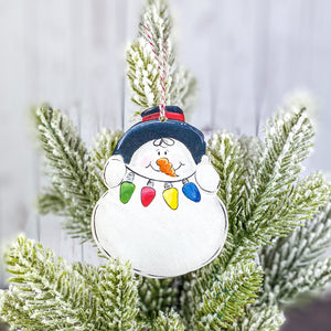 Snowman Ornament with Christmas Lights