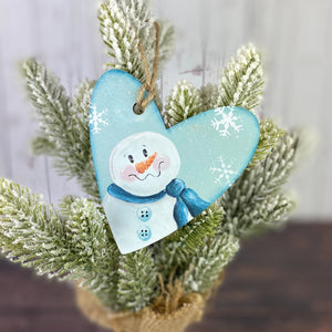 Snowman Heart Ornament - LIVE SALE
