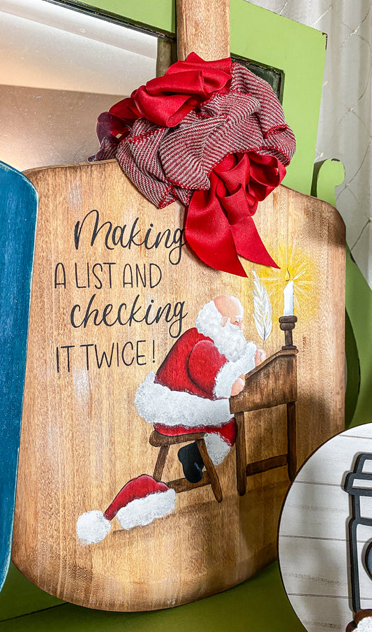 Making a list Santa Pizza Peel