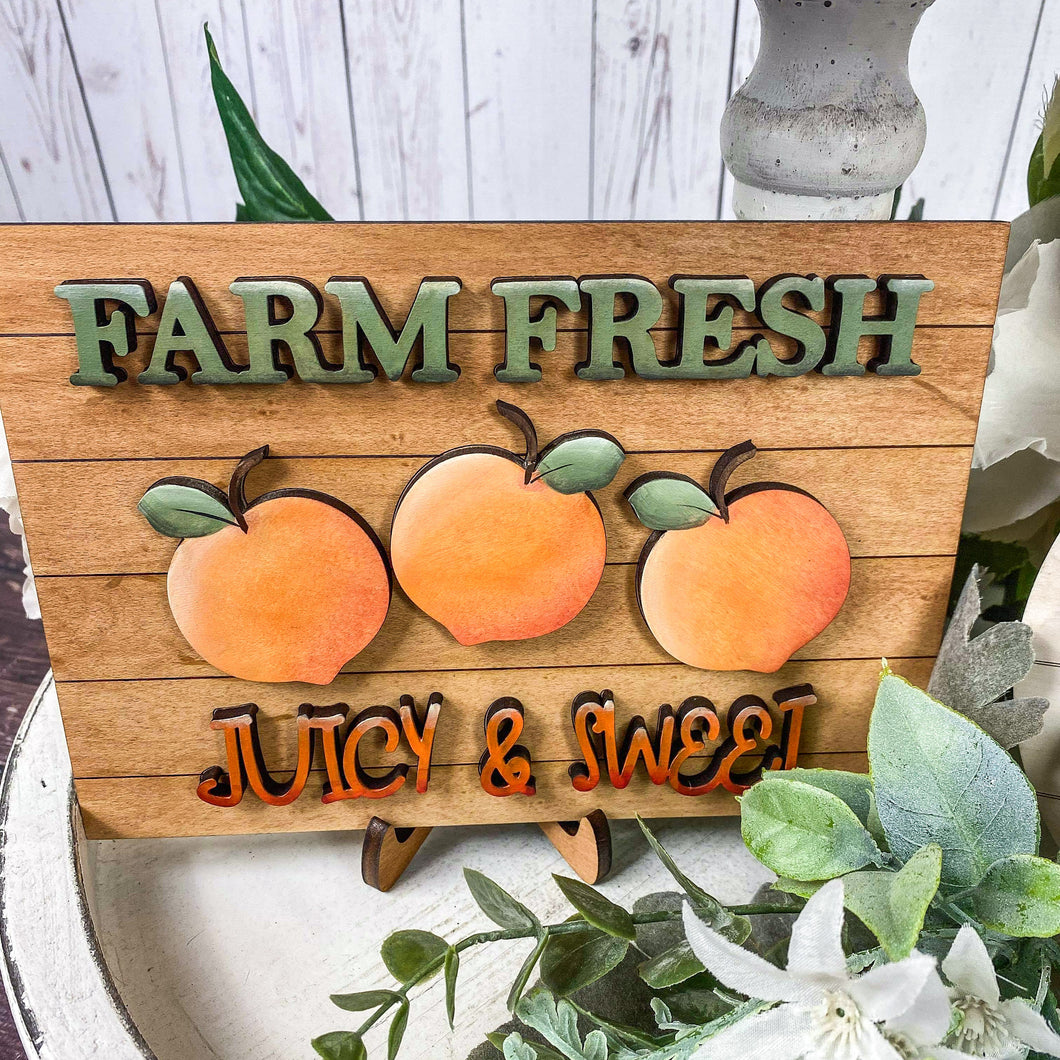 Farm Fresh Peaches Tiered Tray Decor