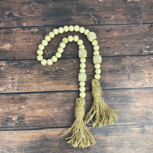 Geometric Natural Wood Bead Garland
