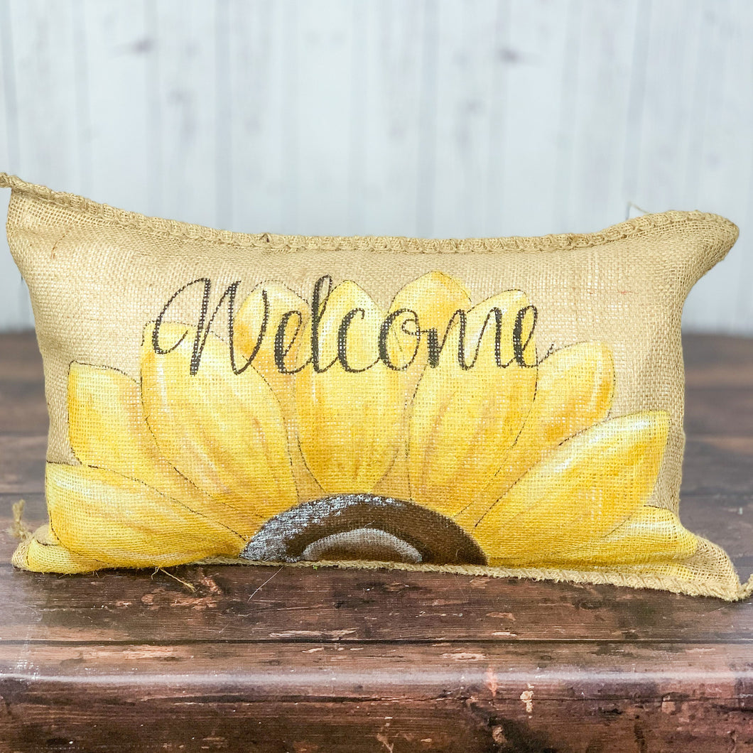 Welcome Sunflower Pillow
