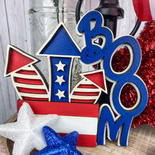 Load image into Gallery viewer, Patriotic 3D Firecracker BOOM Mini Sign
