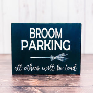 Broom parking wood Halloween sign