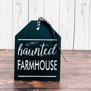 Haunted Farmhouse Tag Halloween Tiered Tray Decor