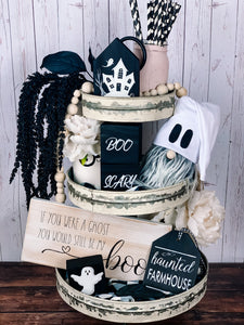 Haunted House Halloween Tiered tray sign