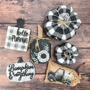 Buffalo check fabric pumpkins