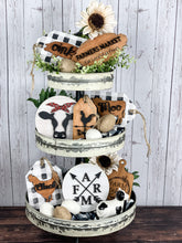 Load image into Gallery viewer, Cluck Chicken Buffalo Plaid Decor- Farmyard Tiered Tray Decor
