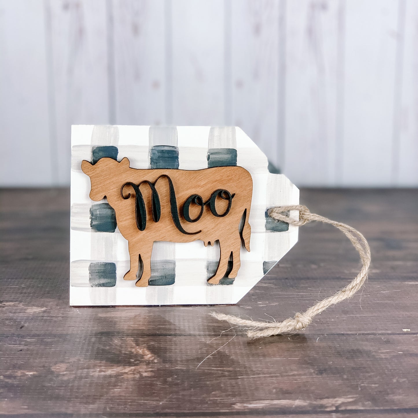 Moo Buffalo Check Tag - Farmyard Tiered Tray Decor