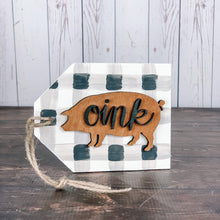 Load image into Gallery viewer, Oink Pig Buffalo Check Decor- Farmyard Tiered Tray Decor
