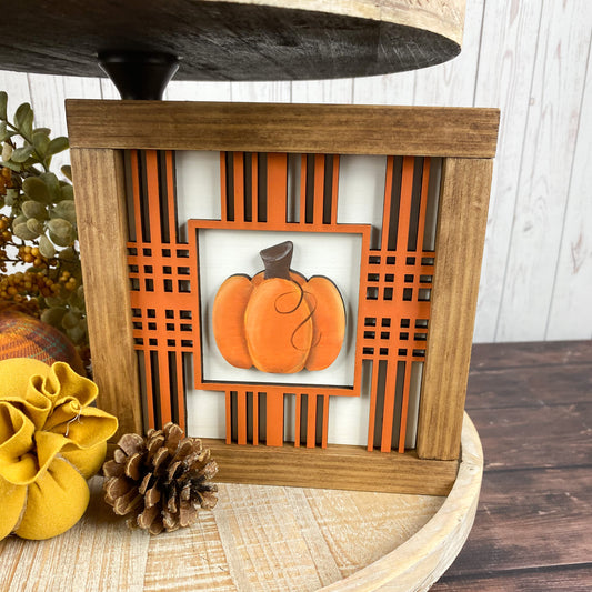 Framed Plaid Pumpkin Sign