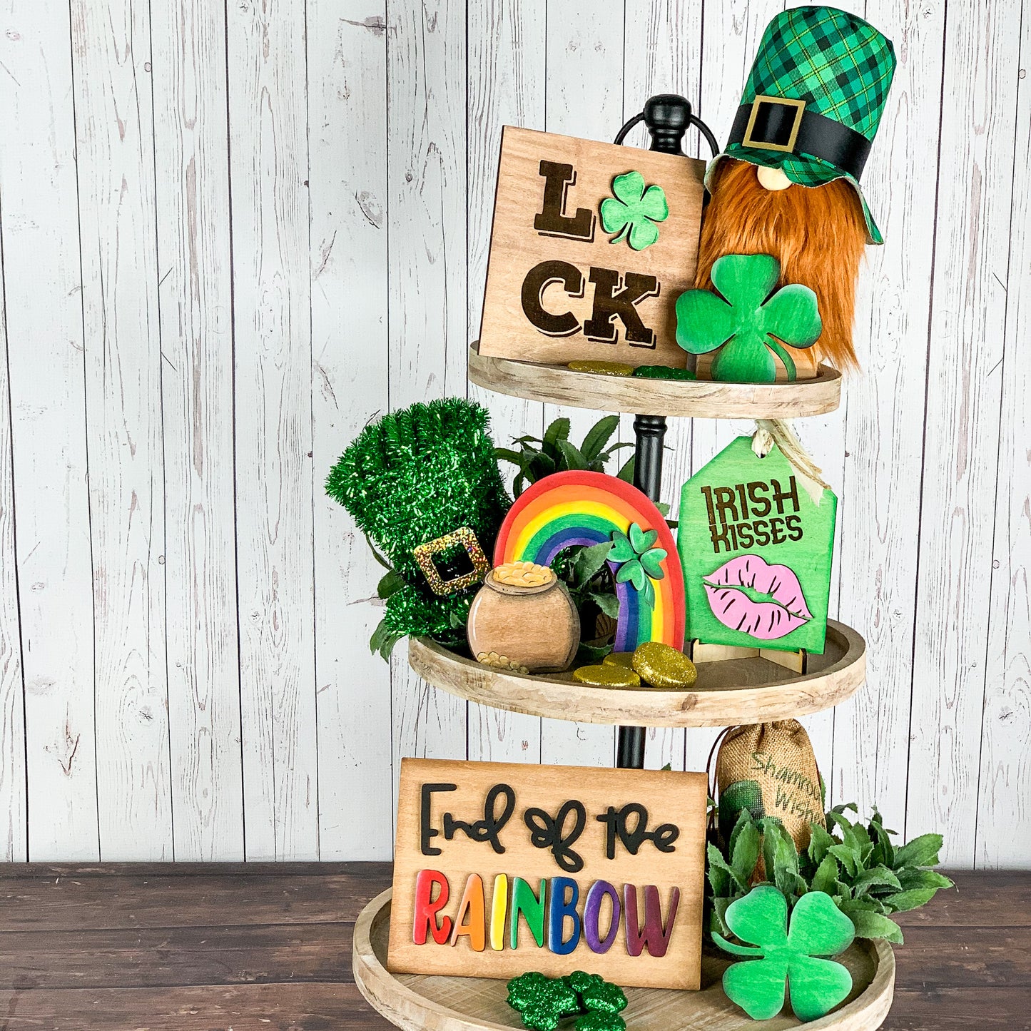 Irish Kisses St. Patrick's day home decor sign - St. Patty's day tiered tray decor