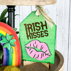Irish Kisses St. Patrick's day home decor sign - St. Patty's day tiered tray decor