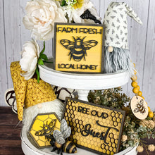 Load image into Gallery viewer, Hexagon Bee 3D sign - Honey Bee Tiered Tray Decor
