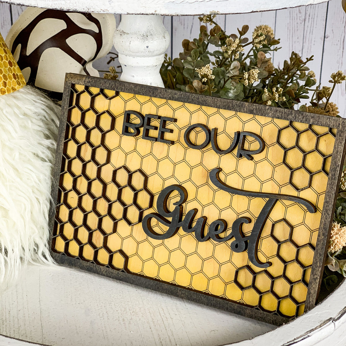 Hexagon Bee 3D sign - Honey Bee Tiered Tray Decor – Backyard Dahlia