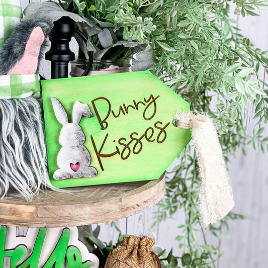 Bunny Kisses Spring Tiered Tray Decor - Bunny Spring Sign
