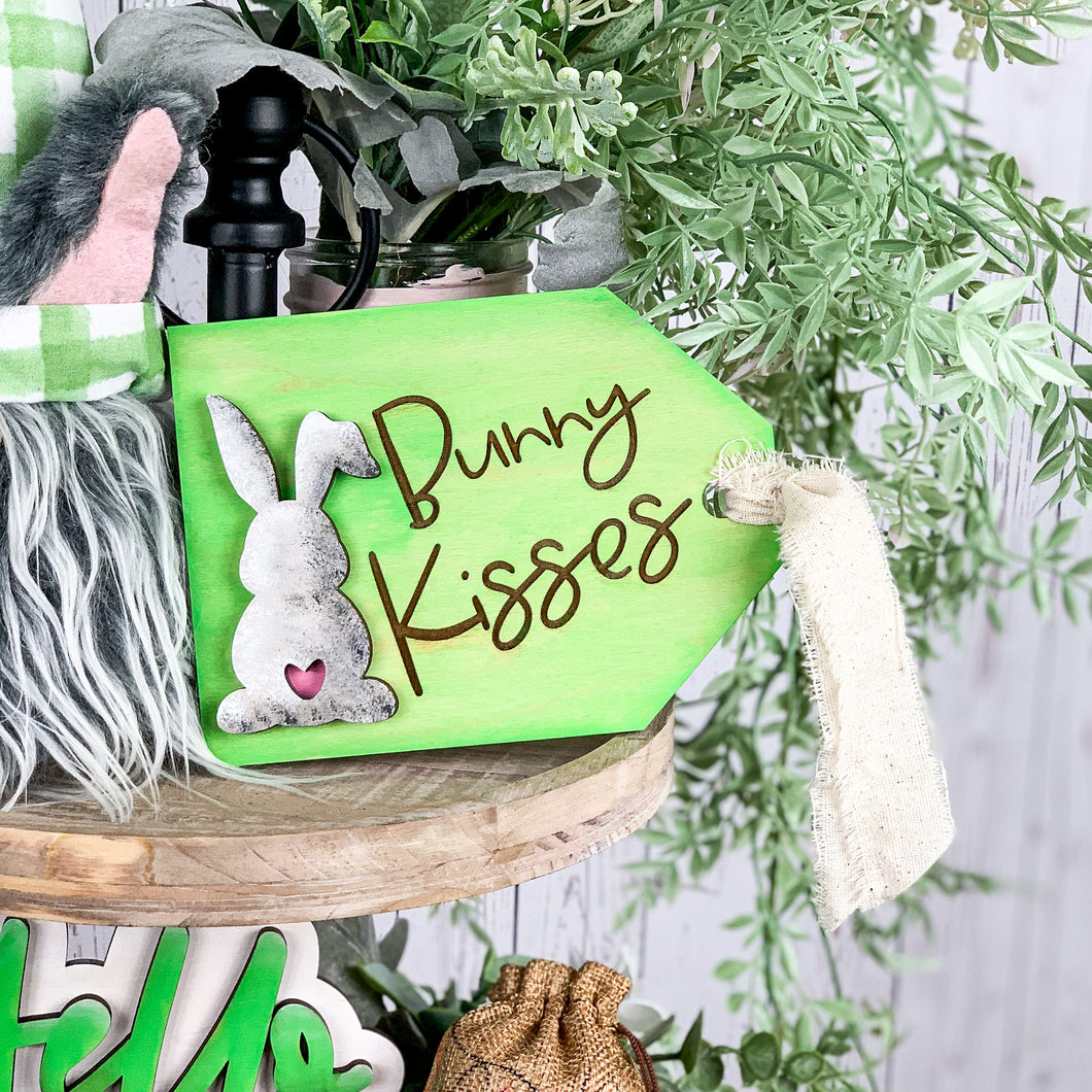 Bunny Kisses Spring Tiered Tray Decor - Bunny Spring Sign