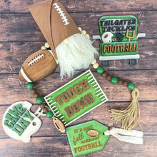 Load image into Gallery viewer, Farmhouse Football Wood Bead Garland, Fall Decor, Tiered Tray Decor, Football Decor, Tailgate Party, Beaded Garland, Garland with Tassel
