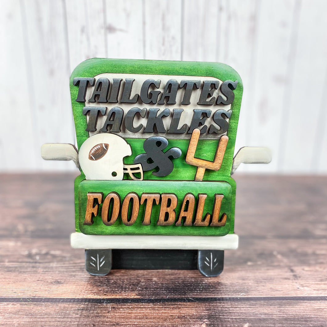 Tailgates, Tackles and Football Truck 3D Wood Sign