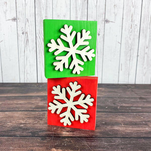 Red & Green Snowflakes - Set of 2