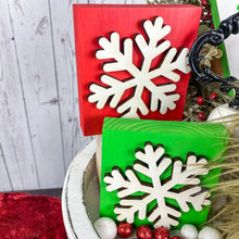 Load image into Gallery viewer, Red &amp; Green Snowflakes - Set of 2
