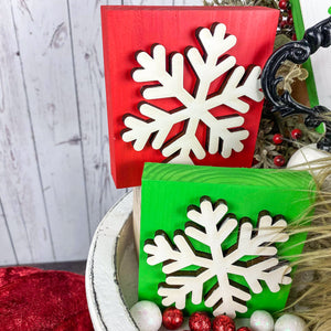Red & Green Snowflakes - Set of 2