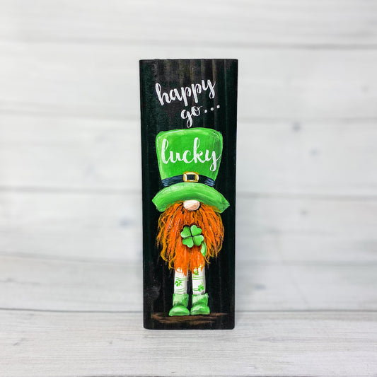 Happy Go Lucky Leprechaun Wood Block