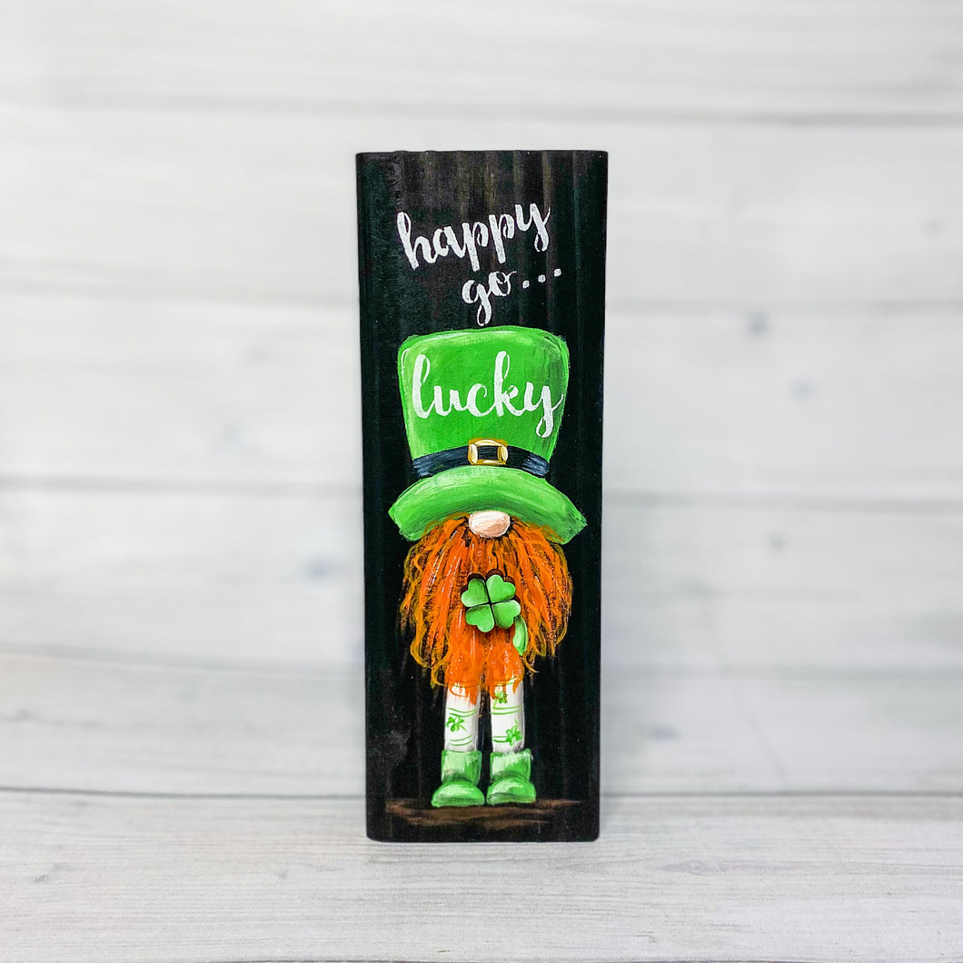 Happy go lucky leprechaun gnome block