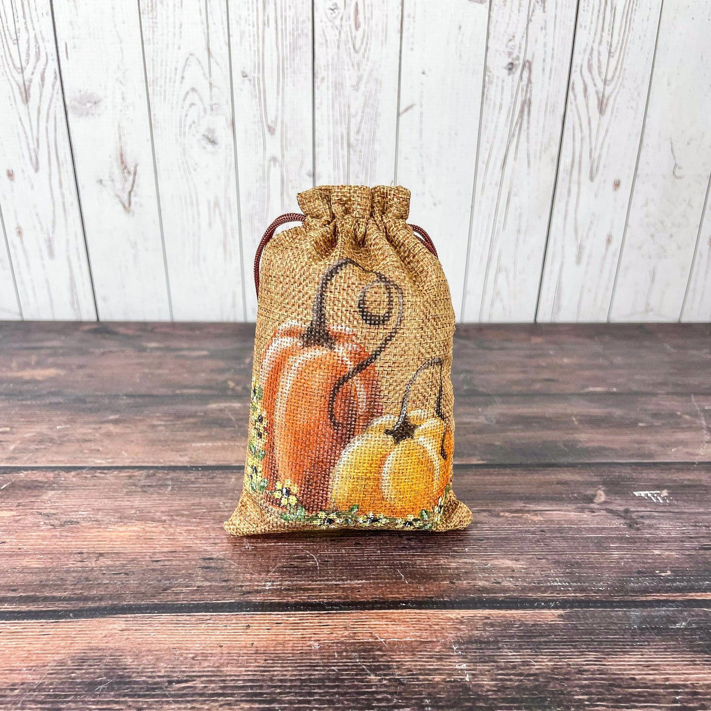 Pumpkin Small Burlap Bag