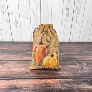 Pumpkin Small Burlap Bag