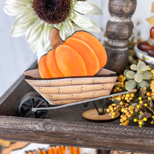 Wheelbarrow with pumpkin insert