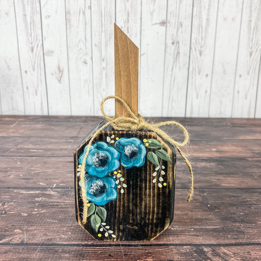 Black pumpkin with blue floral