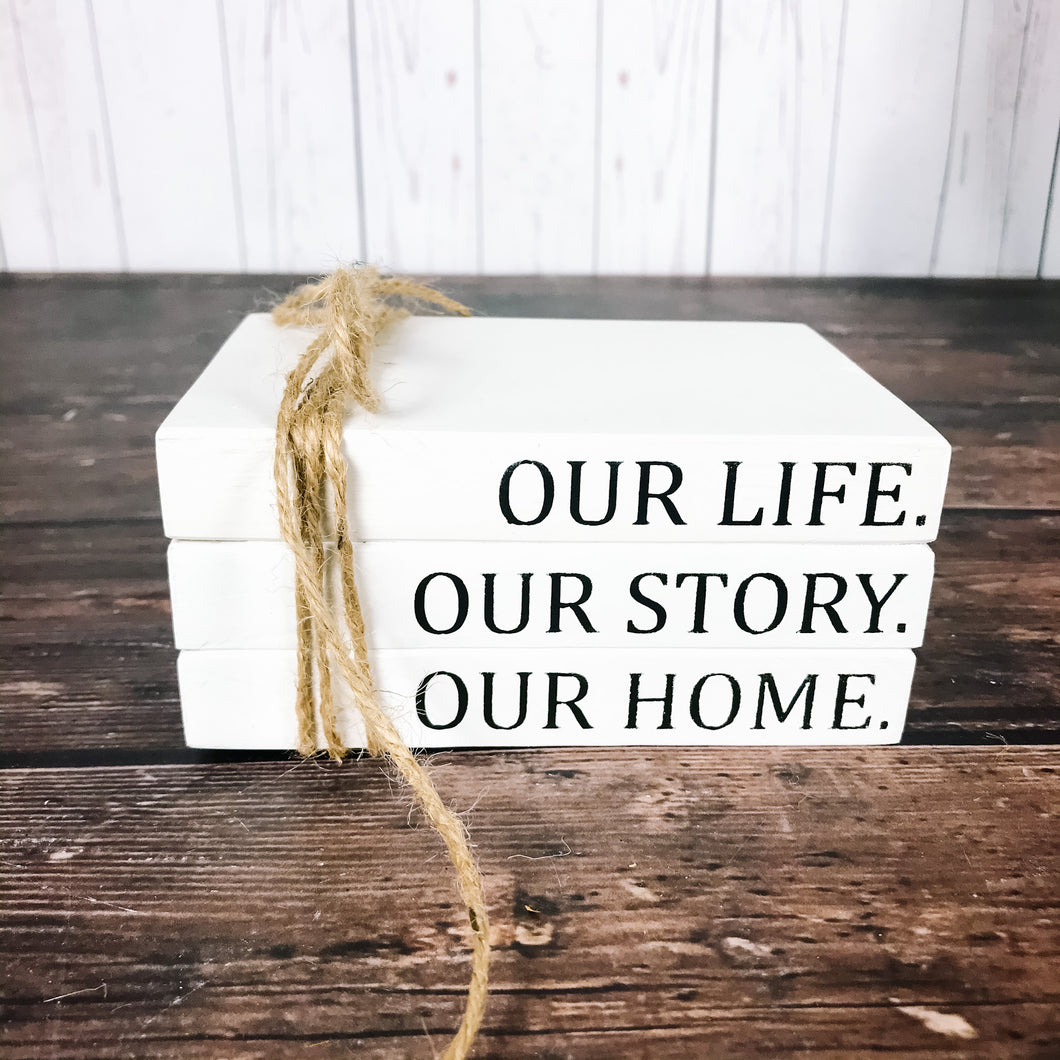 Our life our story our home faux book set